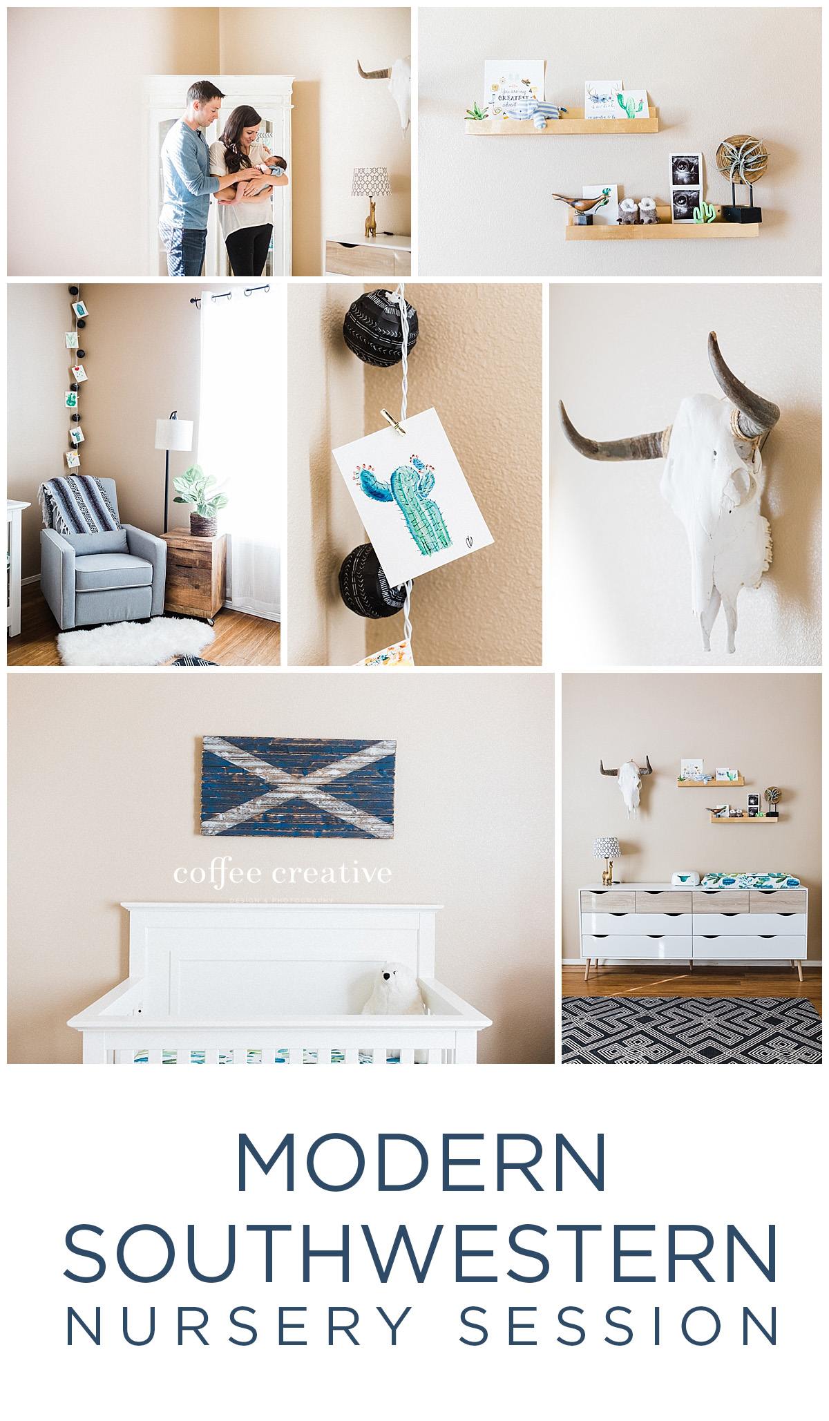 el paso newborn session, modern southwest nursery theme