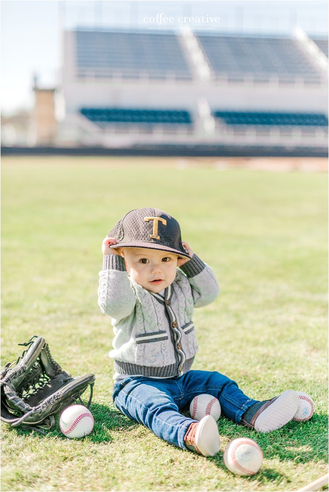 One Year Baseball Birthday Photography Session, El Paso Photographer